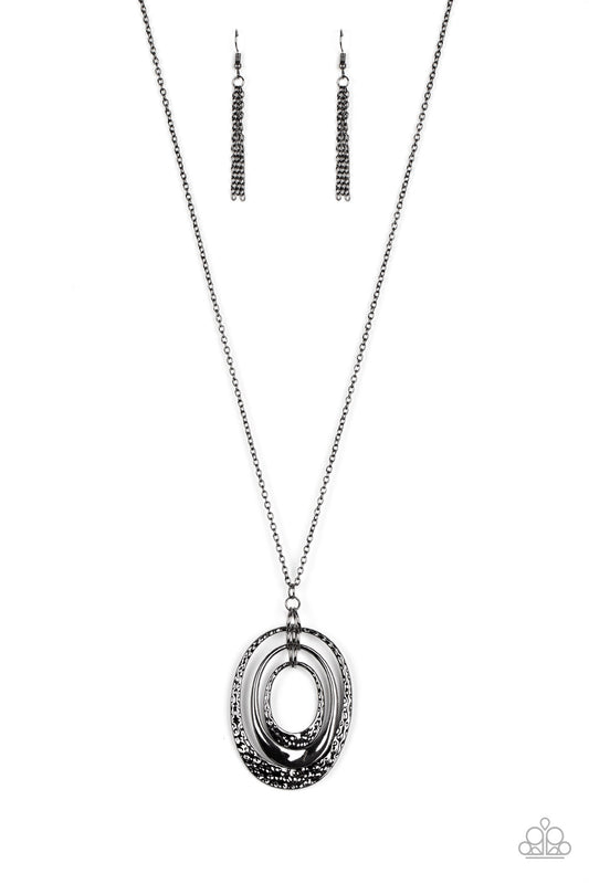 Paparazzi Accessories-Dizzying Decor Black Pendant Necklace Set