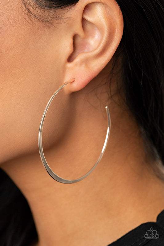 Paparazzi Accessories-Don't Lose Your Edge Silver Oval Hoop Earrings