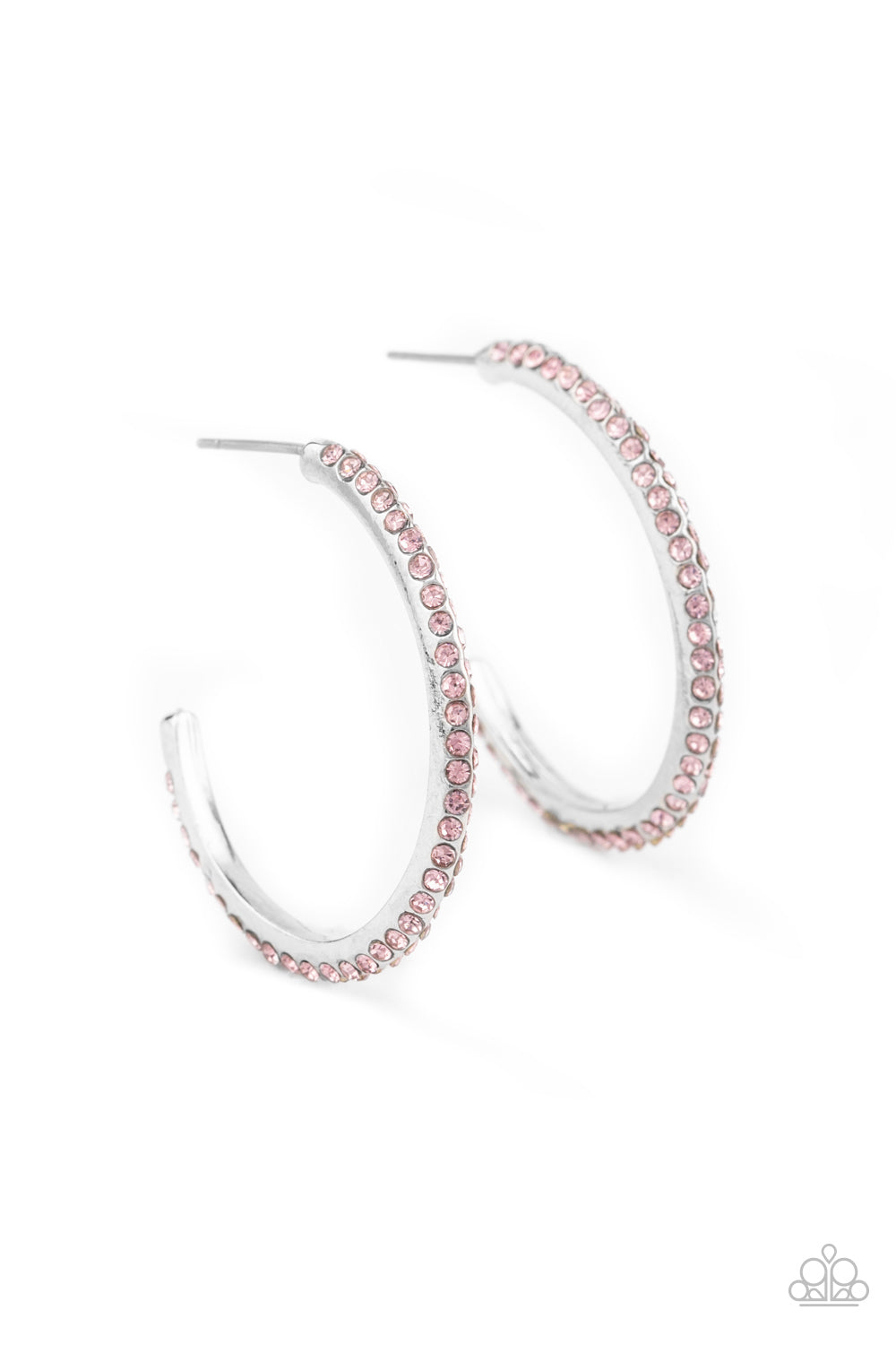 Paparazzi Accessories-Don't Think Twice Pink Rhinestone Earrings