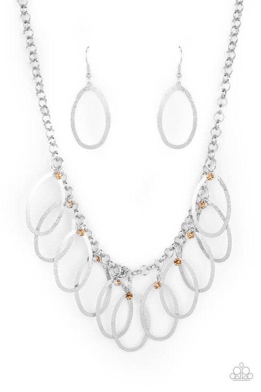 Paparazzi Accessories-Double OVAL Time Brown Topaz Necklace Sets