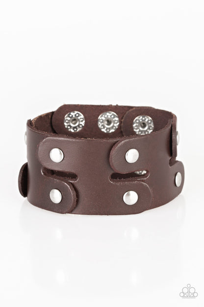 Paparazzi Accessories-Down Right Desperado Brown Snap Bracelet
