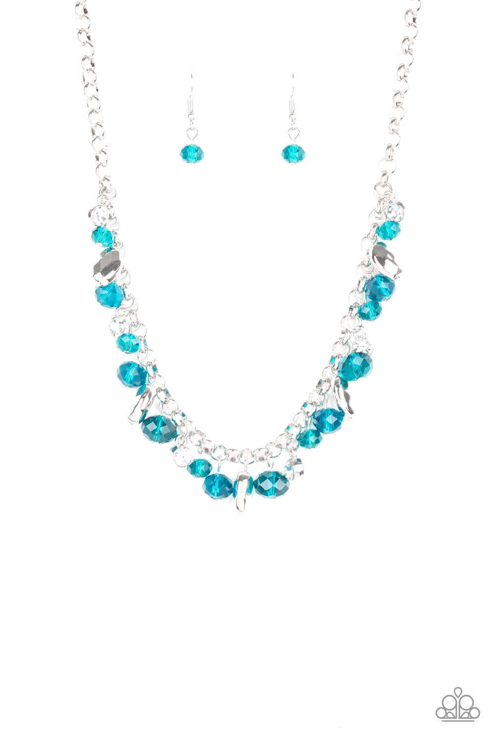 Paparazzi Accessories-Downstage Dazzle Blue Necklace Set