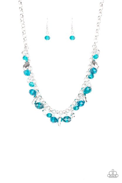 Paparazzi Accessories-Downstage Dazzle Blue Necklace Set