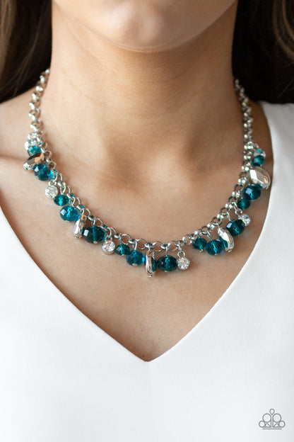 Paparazzi Accessories-Downstage Dazzle Blue Necklace Set
