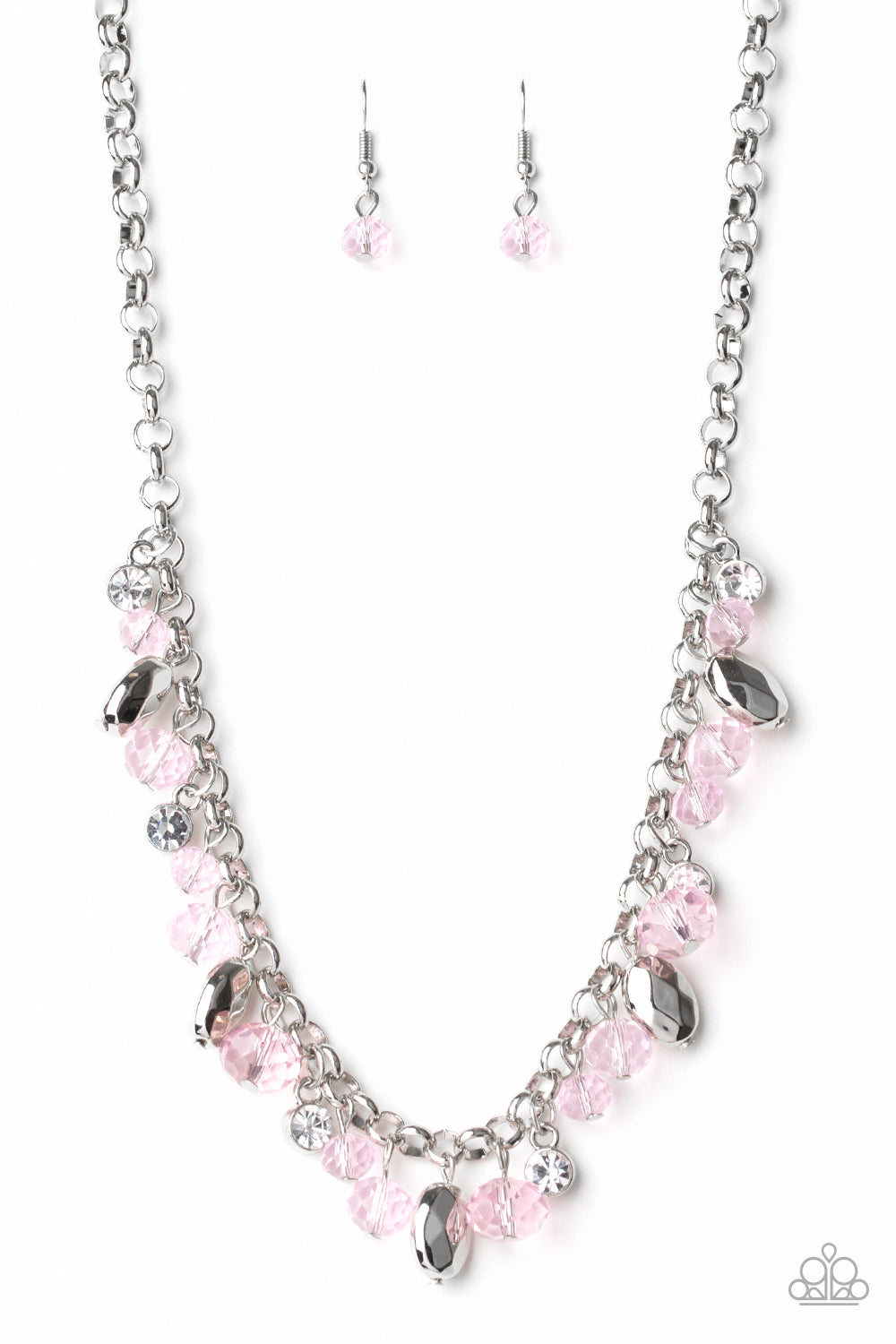 Paparazzi Accessories-Downstage Dazzle Pink Necklace Set