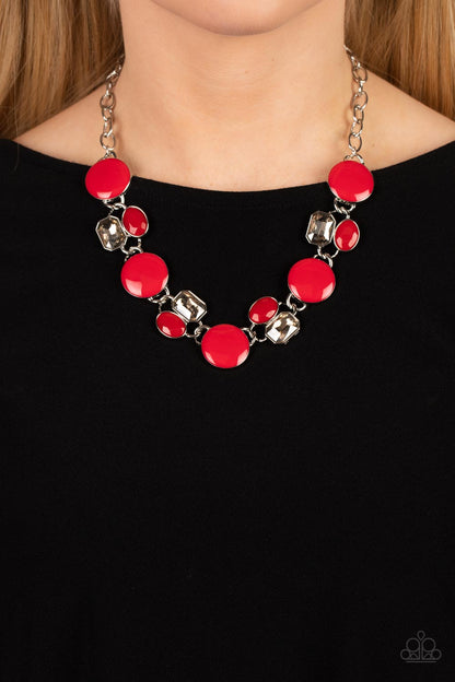 Paparazzi Accessories-Dreaming in MULTICOLOR Red Smoky Gem Necklace Set