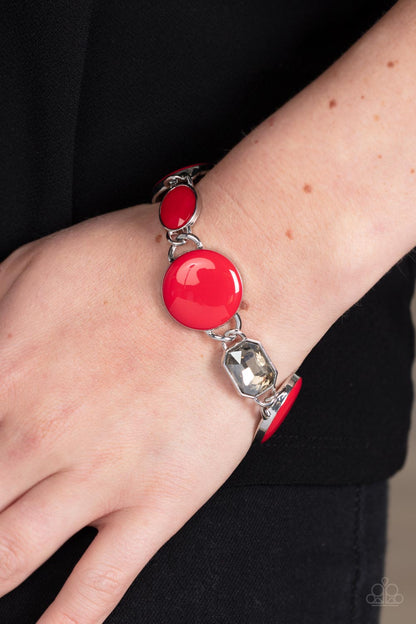 Paparazzi Accessories-Dreamscape Dazzle Red Smoky Oval Gem Bracelet