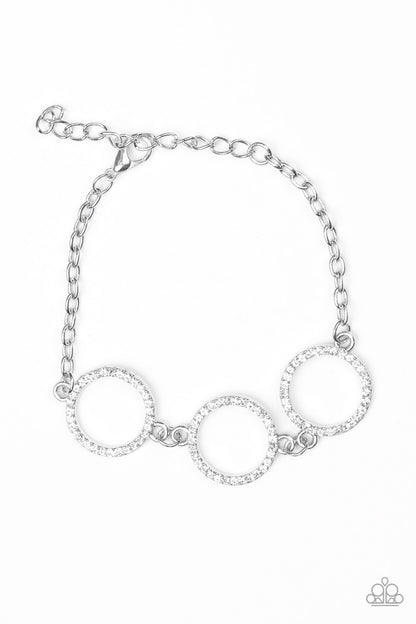 Paparazzi Accessories-Dress The Part Glassy White Rhinestone Ring Bracelet