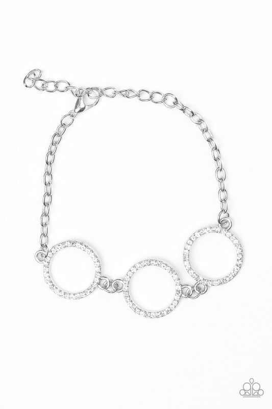 Paparazzi Accessories-Dress The Part Glassy White Rhinestone Ring Bracelet