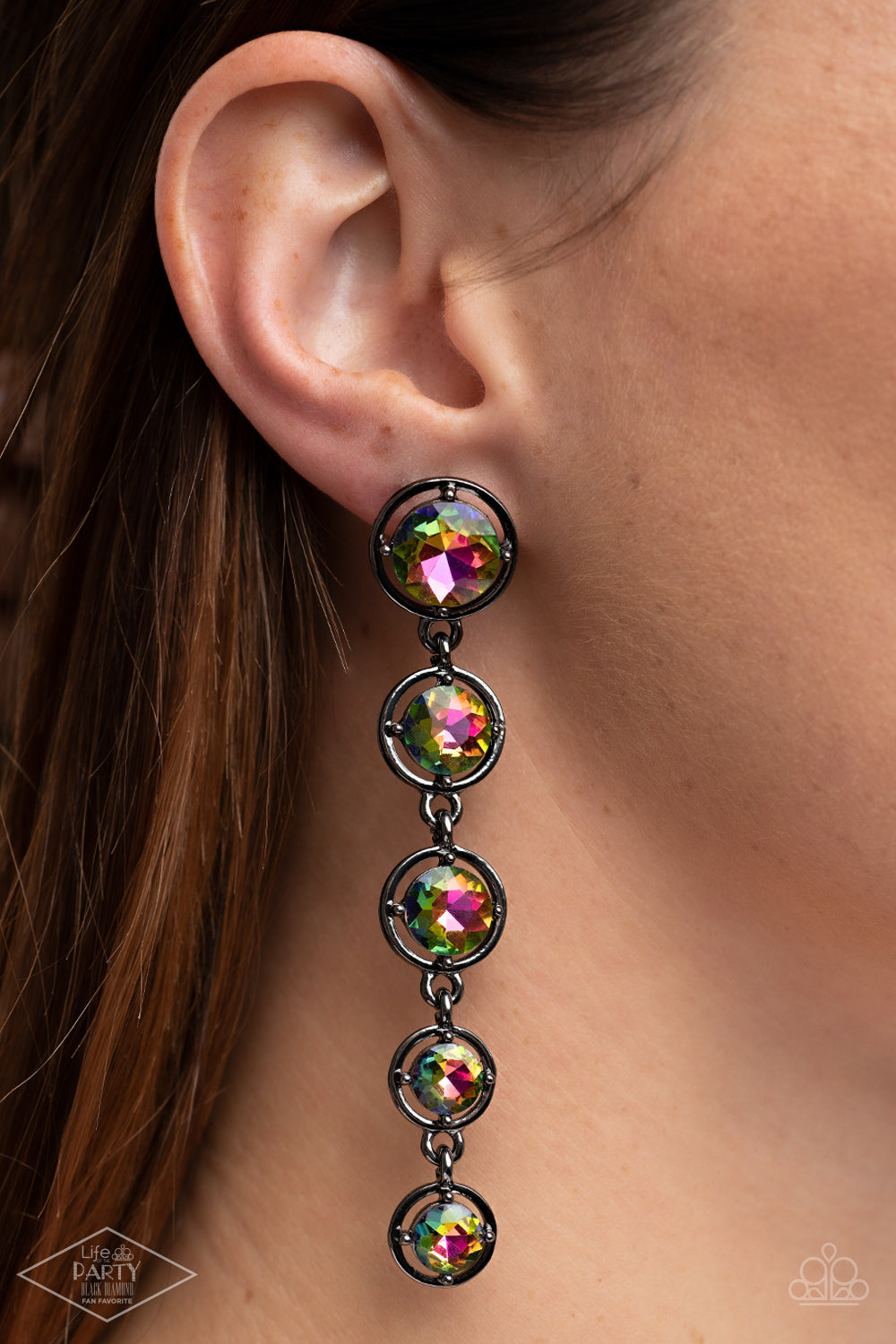 Paparazzi Accessories-Drippin In Starlight Multi Rainbow Gem Earrings