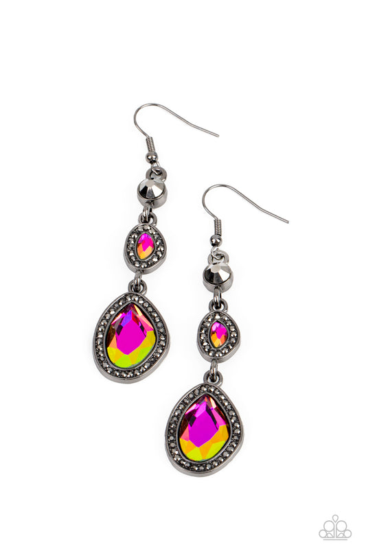 Paparazzi Accessories-Dripping Self-Confidence Multi Oil Spill Earrings