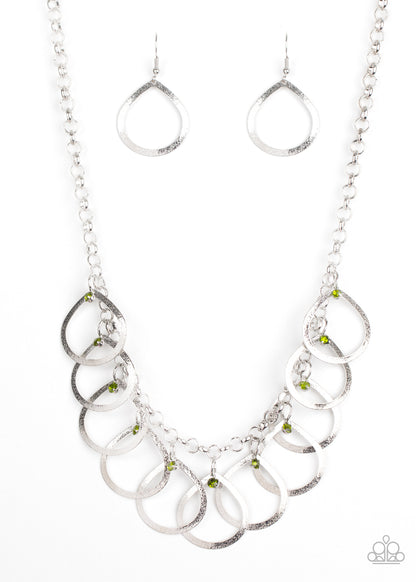 Paparazzi accessories-Drop By Drop Green Necklace Set