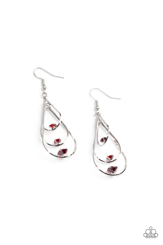 Paparazzi Accessories-Drop Down Dazzle Fiery Red Rhinestone Earrings