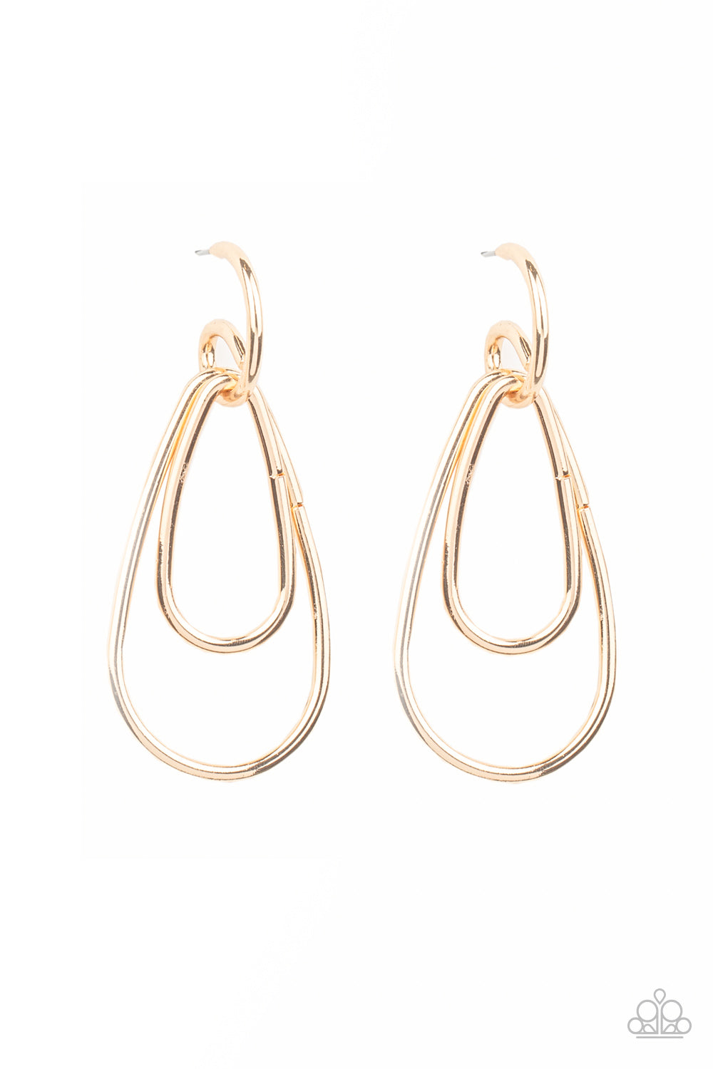 Paparazzi Accessories-Droppin Drama Gold Earrings