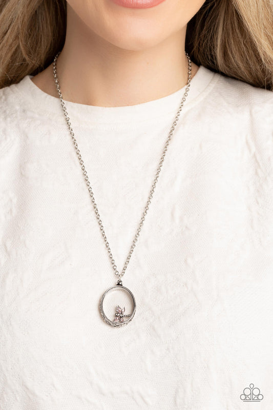 Paparazzi Accessories-Dynamic Dragonfly Pink Oval Pendant Necklace Set