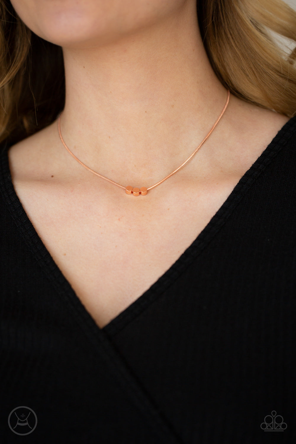 Paparazzi Accessories-Dynamically Dainty Trio Copper Bead Choker Necklace Set