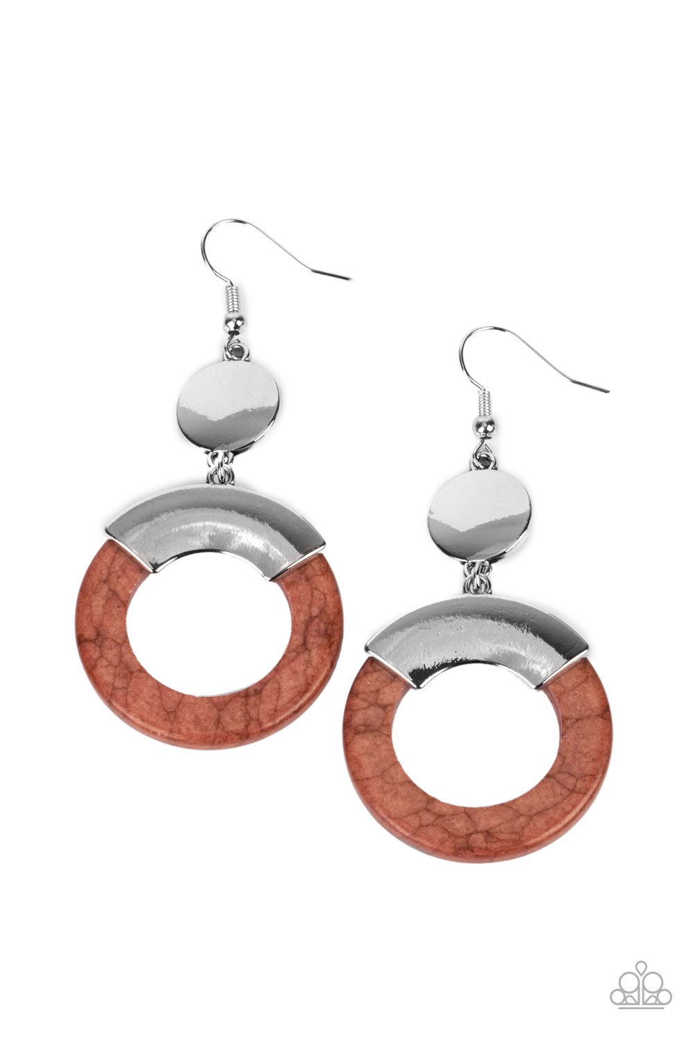 Paparazzi Accessories-ENTRADA At Your Own Risk Brown Earthy Hoop Earrings