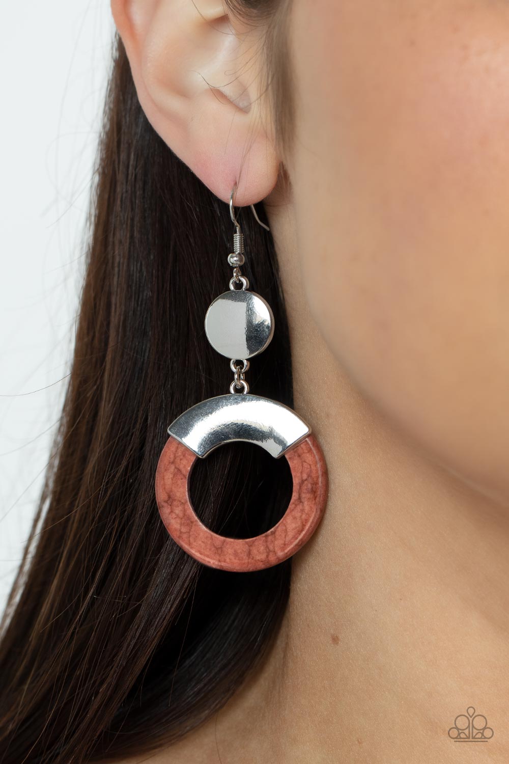 Paparazzi Accessories-ENTRADA At Your Own Risk Brown Earthy Hoop Earrings