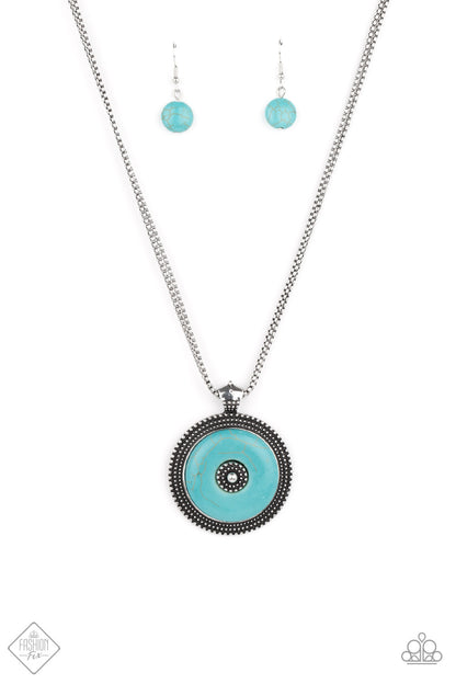 Paparazzi Accessories-EPICENTER of Attention Blue Turquoise Stone Necklace Set