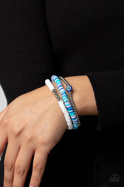Paparazzi Accessories-EYE Have A Dream Blue Rubber Disc Bracelet