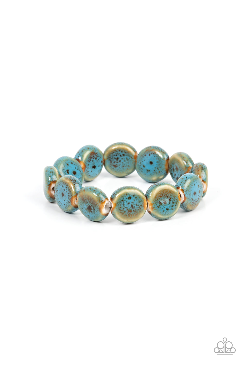 Paparazzi Accessories-Earthy Entrada Blue Destressed Ceramic Bead Bracelet
