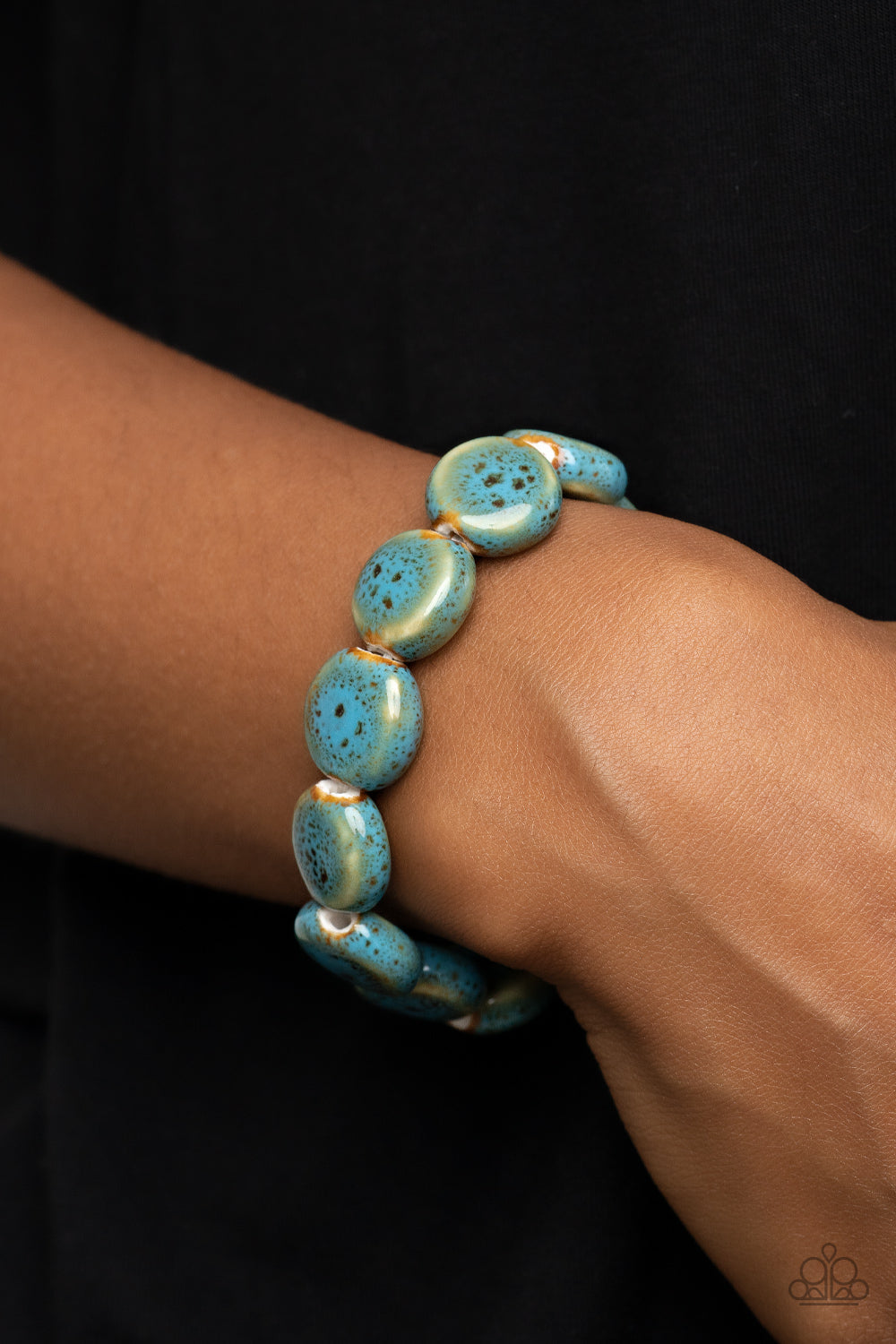 Paparazzi Accessories-Earthy Entrada Blue Destressed Ceramic Bead Bracelet