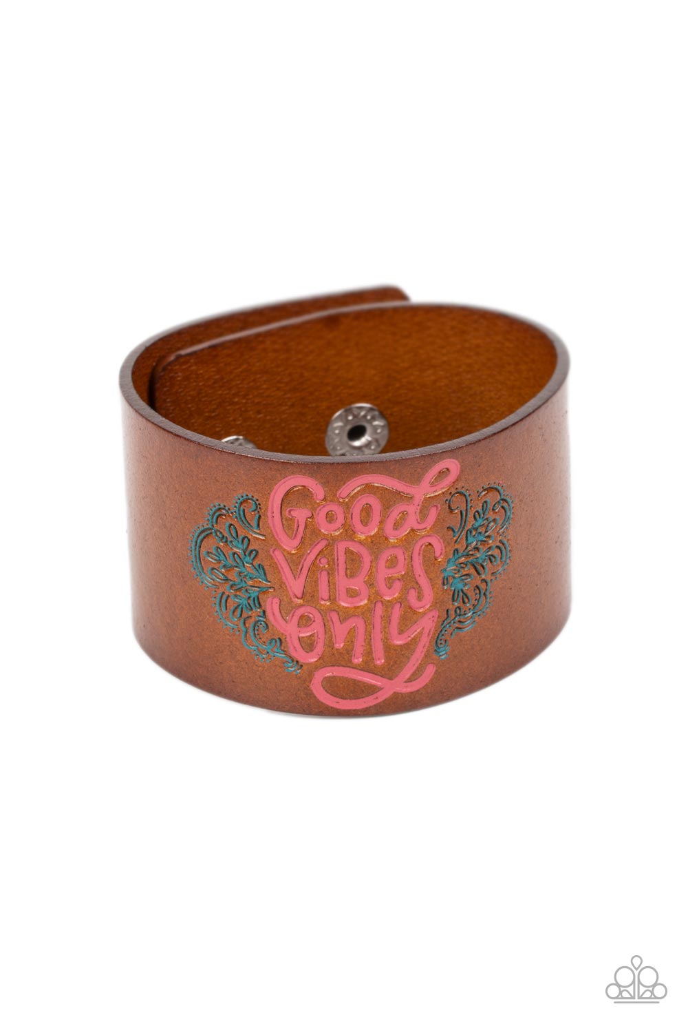 Paparazzi Accessories-Easy Energy Pink "Good Vibes Only" Leather Bracelet