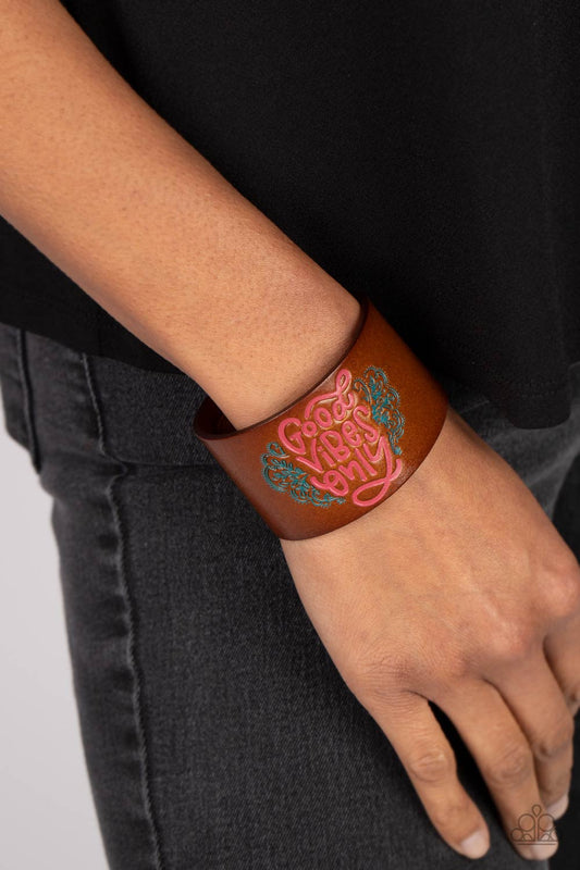 Paparazzi Accessories-Easy Energy Pink "Good Vibes Only" Leather Bracelet