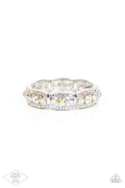 Paparazzi Accessories-Easy On The ICE Iridescent Rhinestone LOTP Bracelet
