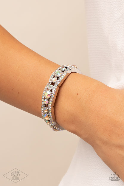 Paparazzi Accessories-Easy On The ICE Iridescent Rhinestone LOTP Bracelet