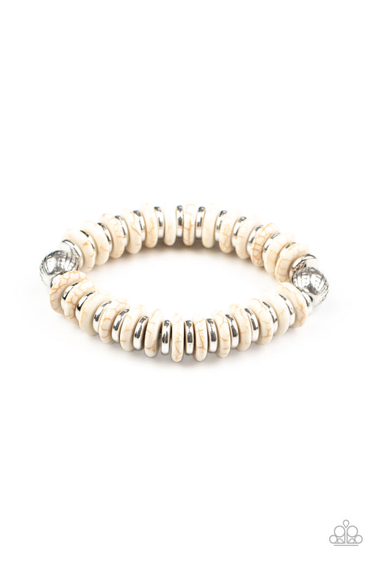 Paparazzi Accessories-Eco Experience White Stone Bracelet