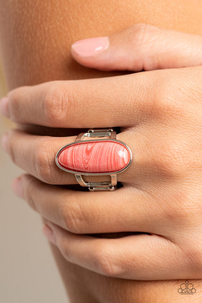 Paparazzi Accessories-Eco Expression Pink Sandstone Oblong Ring