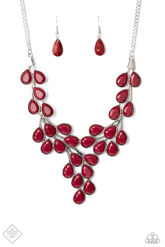 Paparazzi Accessories-Eden Deity Red Teardrop Necklace Set