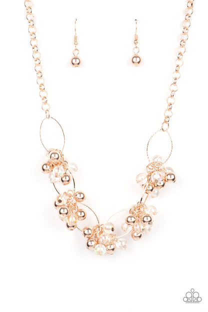 Paparazzi Accessories-Effervescent Ensemble Bubbly Rose Gold Bead Necklace Set