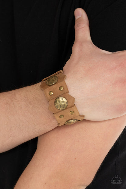 Paparazzi Accessories-Electrified Edge Men's Brown Suede Wrist Band