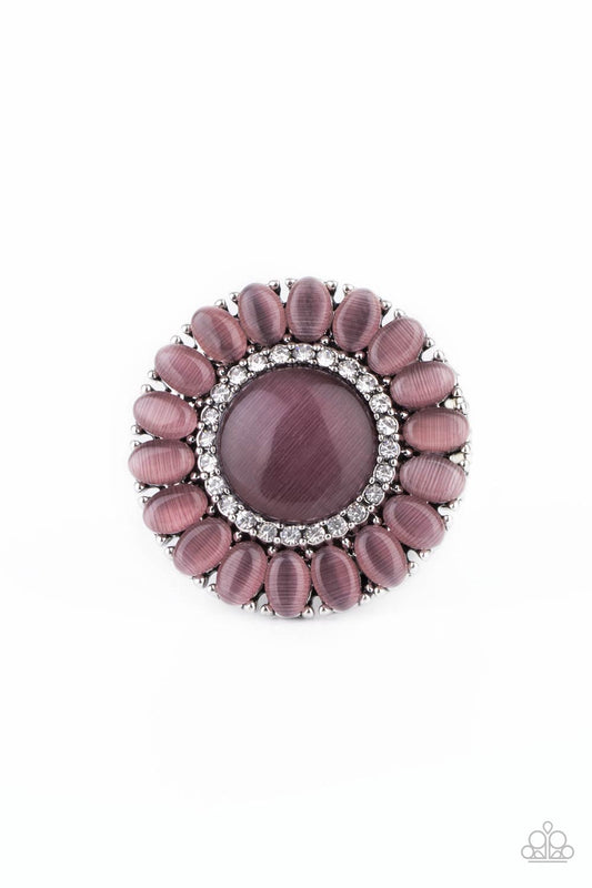 Paparazzi Accessories-Elegantly Eden Purple Cat's Eye Petal Ring