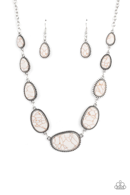 Paparazzi Accessories-Elemental Eden White Stone Teardrop Necklace Set