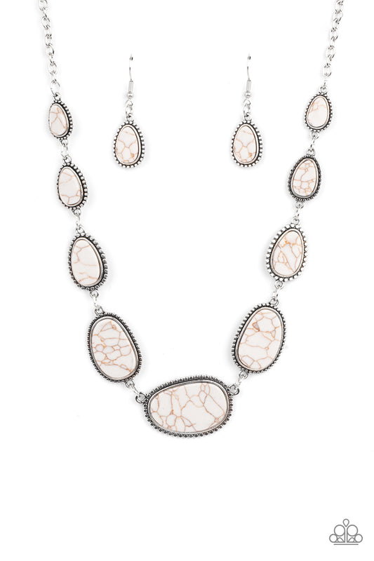 Paparazzi Accessories-Elemental Eden White Stone Teardrop Necklace Set