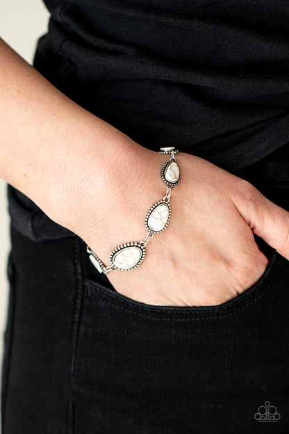 Paparazzi Accessories-Elemental Exploration White Stone Teardrop Bracelet