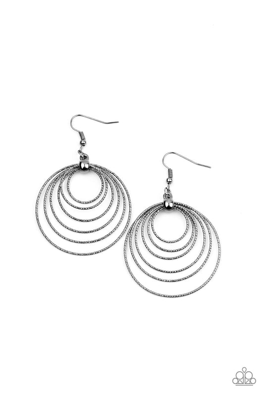 Paparazzi Accessories-Elliptical Elegance Black Earrings