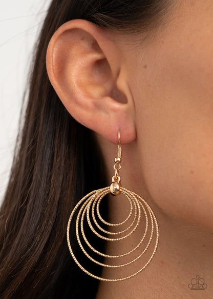 Paparazzi Accessories-Elliptical Elegance Gold Earrings