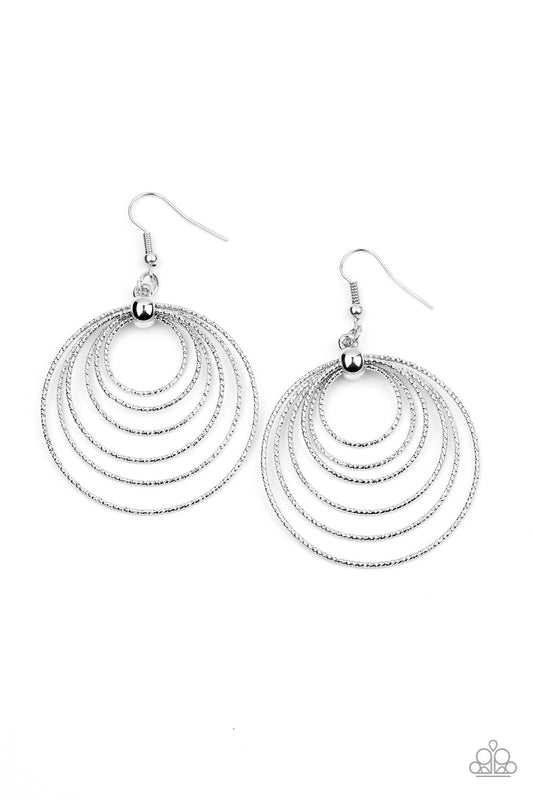 Paparazzi Accessories-Elliptical Elegance Silver Earrings