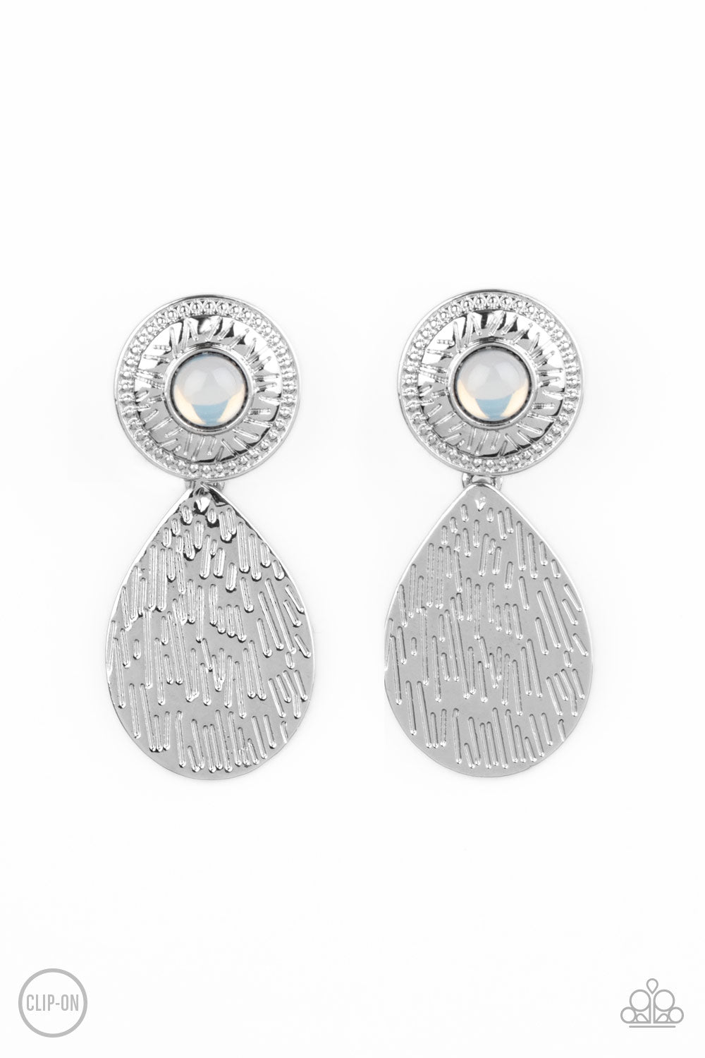 Paparazzi Accessories-Emblazoned Edge White Earrings