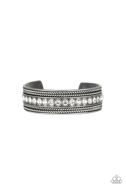 Paparazzi Accessories-Empress Etiquette Glittery rhinestone Cuff Bracelet
