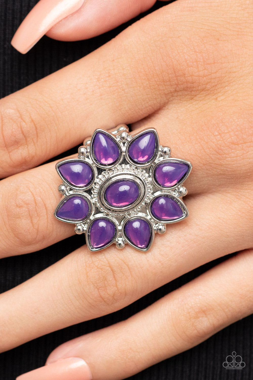 Paparazzi Accessories-Enchanted Orchard Purple Teardrop Bloom Ring
