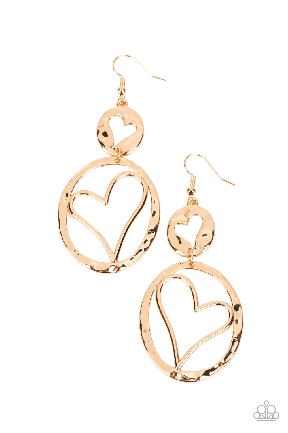 Paparazzi Accessories-Enchanting Echo Gold Sporting Heart Earrings