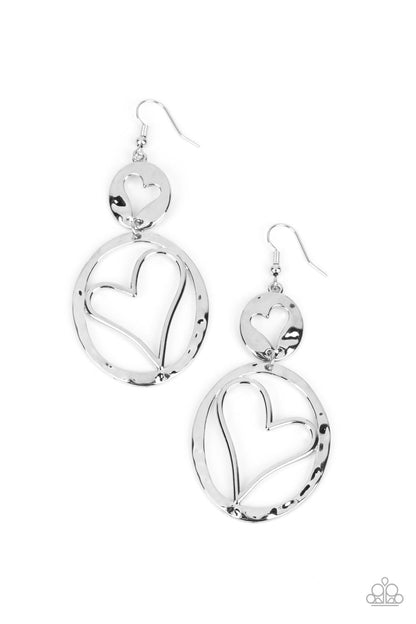 Paparazzi Accessories-Enchanting Echo Silver Sporting Heart Earrings