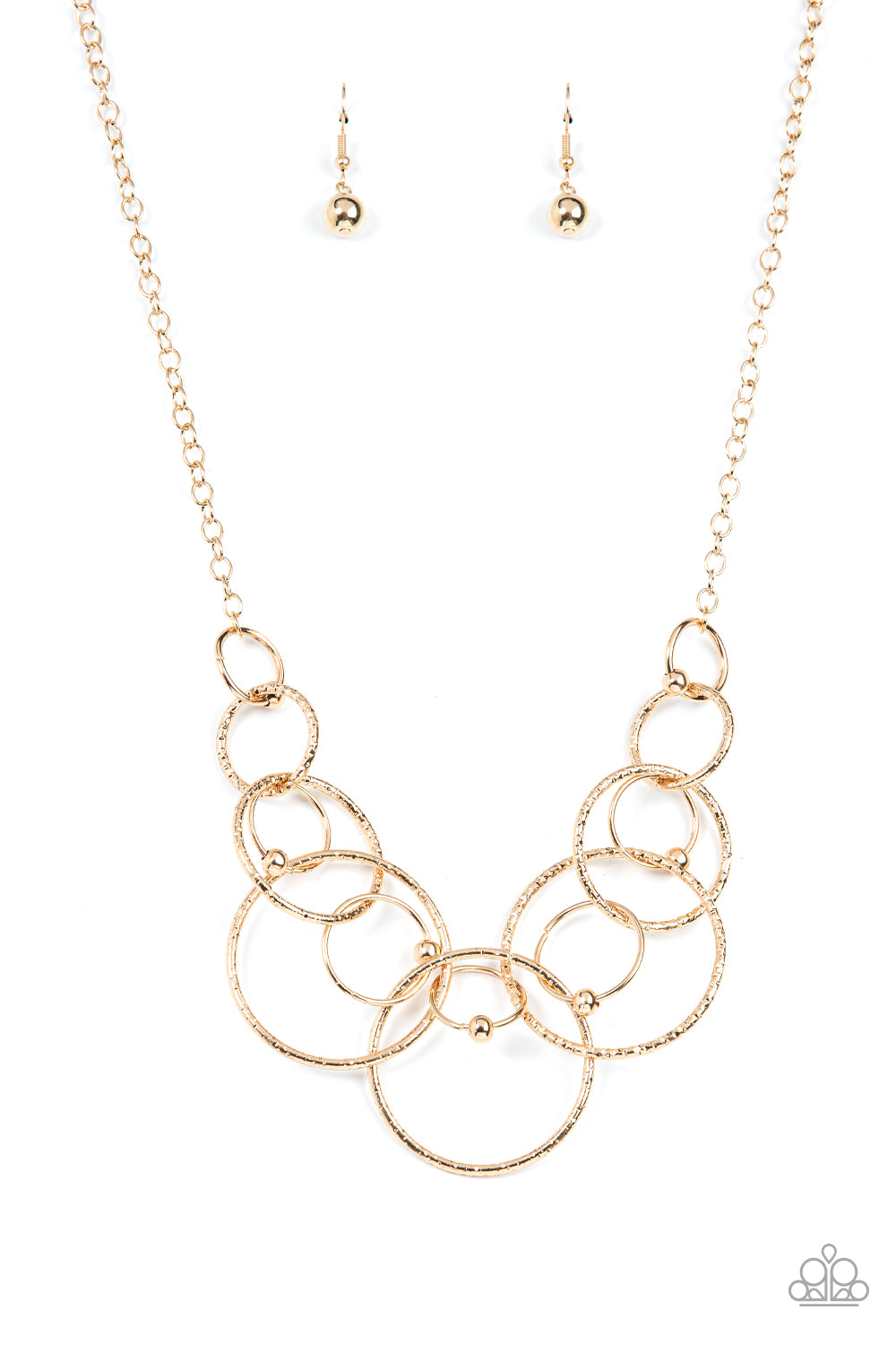Paparazzi Accessories-Encircled in Elegance Gold Interlocking Necklace Set