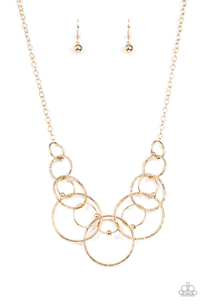 Paparazzi Accessories-Encircled in Elegance Gold Interlocking Necklace Set