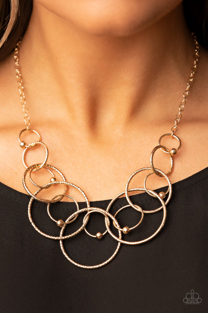 Paparazzi Accessories-Encircled in Elegance Gold Interlocking Necklace Set